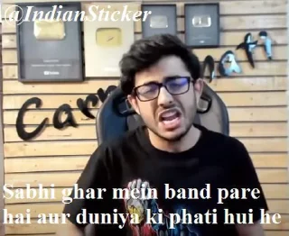 Sticker 🙃 CarryMinati TikTok Vs YouTube @IndianSticker