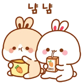 Video sticker 💬 Plush Bunny Couple By @KakaoEmoticon