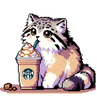 Sticker ☕️ pixel-manul