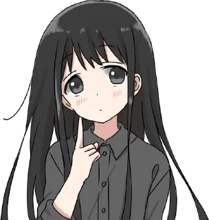 Sticker 🤔 Girl with black hair long TL-EDIT :: @line_stickers