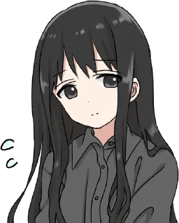 Sticker 😞 Girl with black hair long TL-EDIT :: @line_stickers