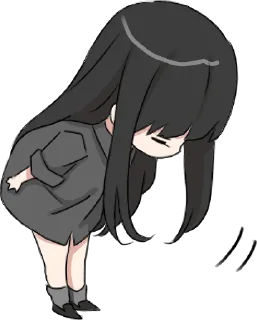 Sticker 🙇‍♀️ Girl with black hair long TL-EDIT :: @line_stickers