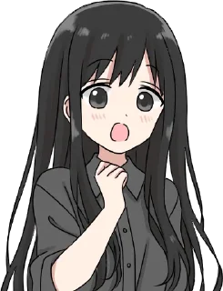 Sticker 😨 Girl with black hair long TL-EDIT :: @line_stickers