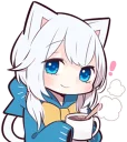 Sticker ☕ White Kitten Girl by SR