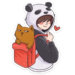 Sticker 🥰 Девочка-Панда и Барсик @tgsticker